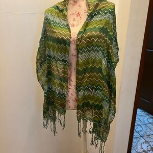 Green Chevron Pattern Scarf